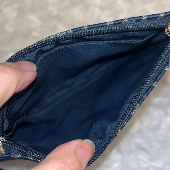 Coach Poppy EUC! Ltd Ed 1941 Script Lurex Heart Wristlet in Navy & Metallic Gold - Picture 6 of 8